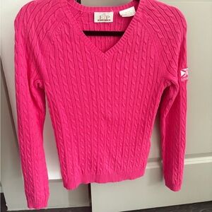 EP Pro Pink V-Neck Sweater Textured Knit- Turnberry